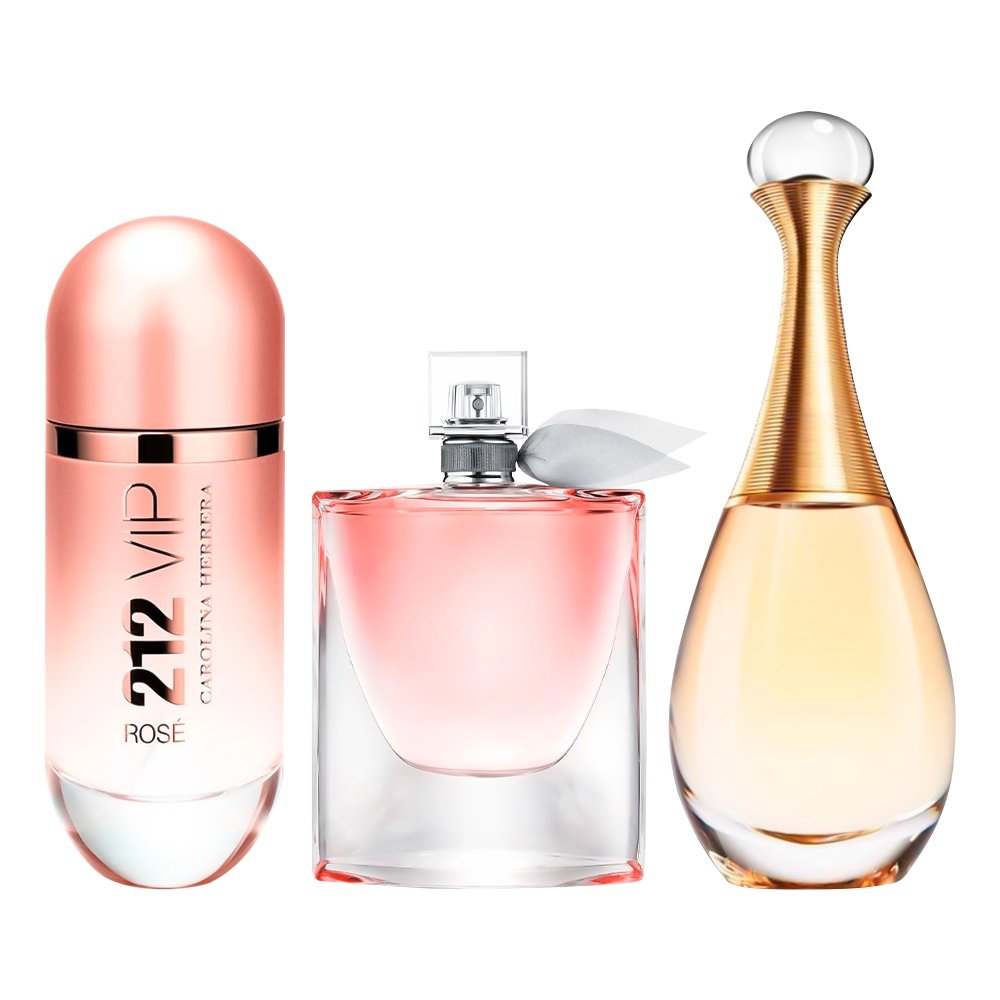 3er-Parfum-Set – 212 VIP Rosé, La Vie est Belle und J'adore [je 100 ml]